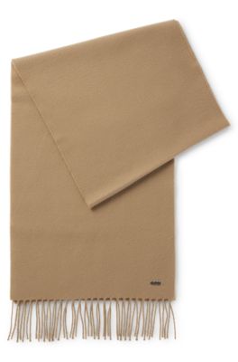 Logo-rivet scarf in wool, Beige