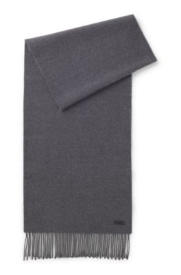 Bufanda de lana elaborada en Italia con aplique de logotipo, Gris