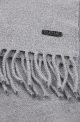 Bufanda de lana elaborada en Italia con parche de logo, Plata