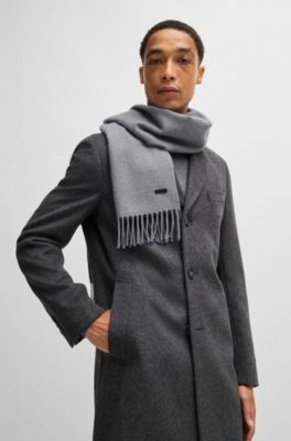 Bufanda de lana elaborada en Italia con parche de logo, Plata