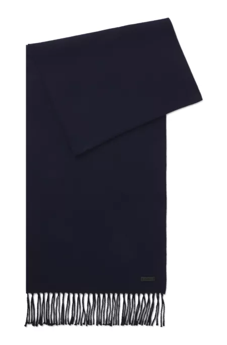 Italian-made wool scarf with logo patch