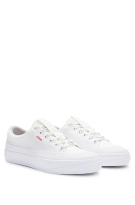 Low-top trainers with branded laces, White