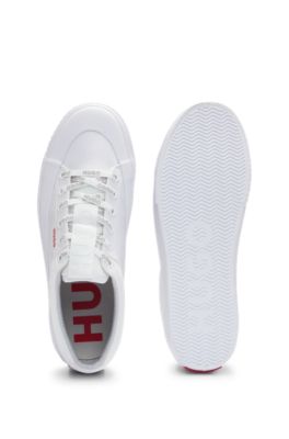 Low-top trainers with branded laces, White