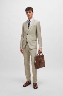 Leather document case with polished logo lettering , Brown