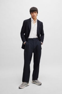 Leather lace-up trainers with mesh trims, Light Beige