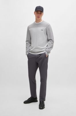 Textured-nylon trainers with leather trims, Black