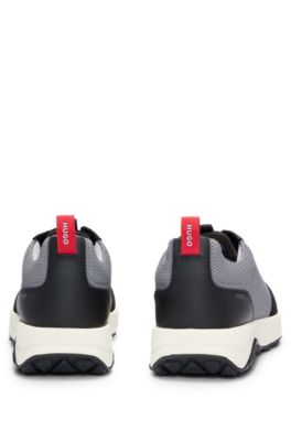 Mixed-material trainers with honeycomb mesh, Dark Grey