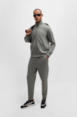 Textured-fabric lace-up trainers with suede trims, Dark Grey