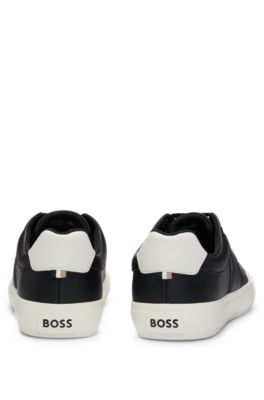 Cupsole lace-up trainers with contrast logo, Black