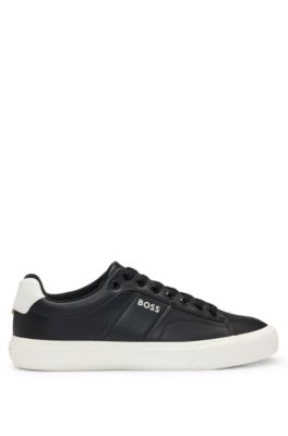 Cupsole lace-up trainers with contrast logo, Black