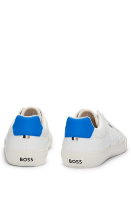 Cupsole lace-up trainers with contrast logo, White