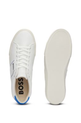 Cupsole lace-up trainers with contrast logo, White