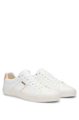 Shop Hugo Boss Cupsole Lace-up Trainers With Contrast Logo In White