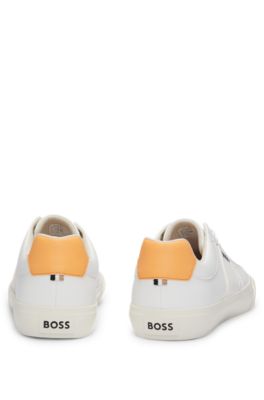 Cupsole lace-up trainers with contrast logo, White