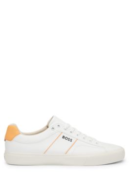 Cupsole lace-up trainers with contrast logo, White