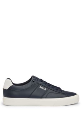 Cupsole lace-up trainers with contrast logo, Dark Blue