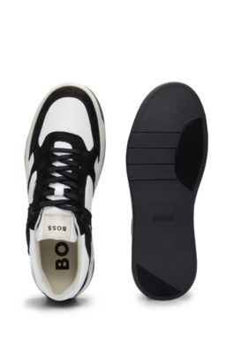 BOSS - Mixed-material trainers with nubuck and leather