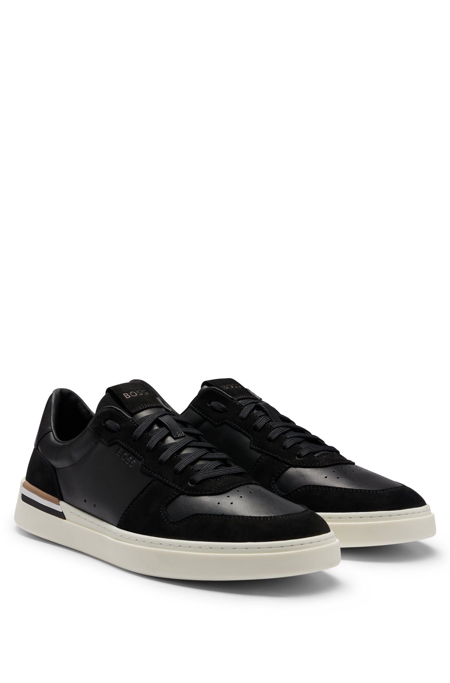 Cupsole lace-up trainers leather and suede
