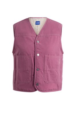 Hugo Boss Relaxed-fit Waistcoat In Cotton Canvas In Pink