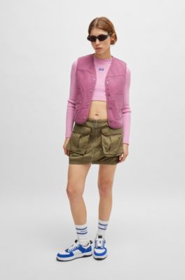 Relaxed-fit waistcoat in cotton canvas, Pink