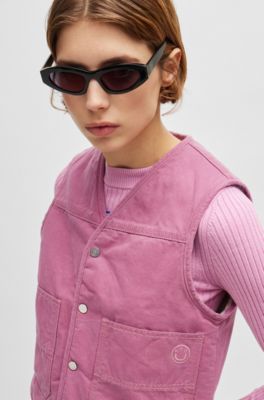 Relaxed-fit waistcoat in cotton canvas, Pink