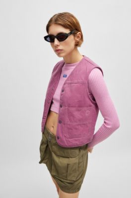 Relaxed-fit waistcoat in cotton canvas, Pink