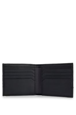 Perforated-leather wallet with logo hardware, Black