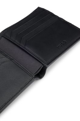 Perforated-leather wallet with logo hardware, Black