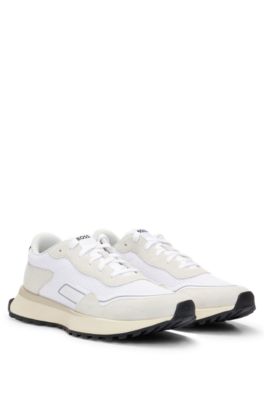 Hugo Boss Mixed-material Trainers With Suede And Faux Leather In White
