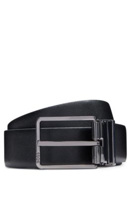 HUGO BOSS ITALIAN-LEATHER REVERSIBLE BELT WITH TWO BUCKLES