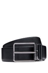 Cinturón reversible de piel italiana con hebilla a dos tonos, Negro