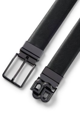 BOSS Italianleather reversible belt with two buckles