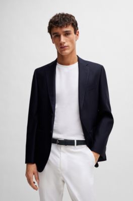 Cintur&oacute;n de ante fabricado en Italia con hebilla angular de la marca, Azul oscuro