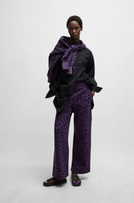 NAOMI x BOSS leather platform thong sandals with branded trim, Black