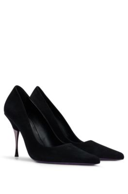 Shop Hugo Boss Naomi X Boss Suede Pumps In Black