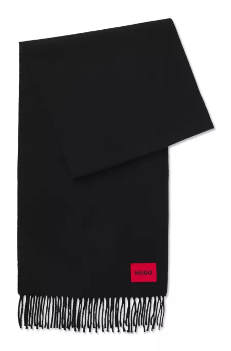 Twisted-fringe scarf in wool twill