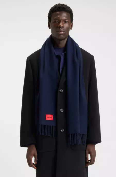 Twisted-fringe scarf in wool twill