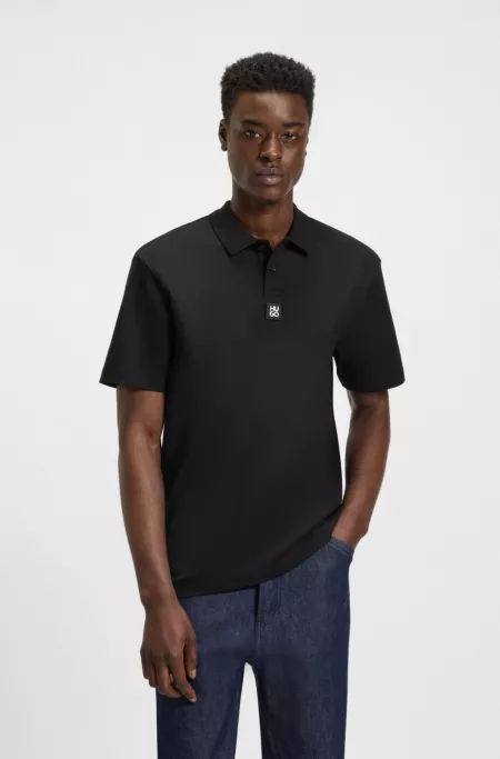 Stacked-logo polo shirt in interlock cotton