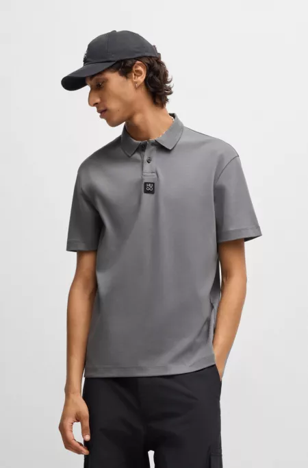 Stacked-logo polo shirt in interlock cotton