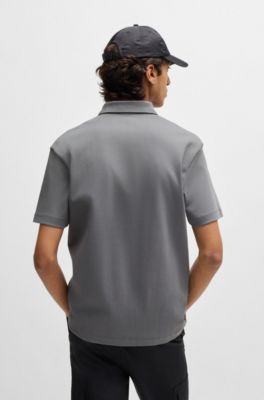 Polo de algod&oacute;n interlock con logo apilado, Gris claro