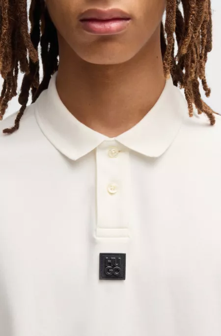 Stacked-logo polo shirt in interlock cotton