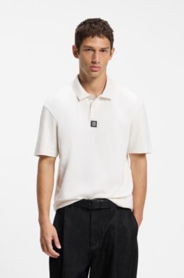 Stacked-logo polo shirt in interlock cotton, White