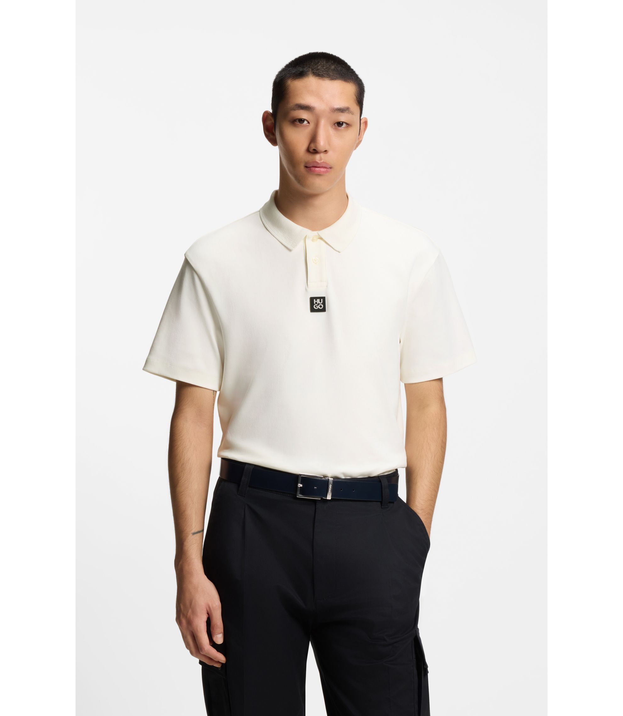 hugo boss white dress shirt Sharp Fit Easy Iron Spread Collar Solid Twill The button BOSS White C-HAL-HBD-C1-223 Polo Shirt