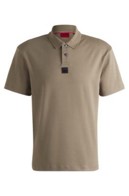 Stacked-logo polo shirt in interlock cotton, Brown