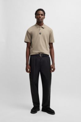 Stacked-logo polo shirt in interlock cotton, Brown