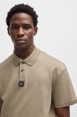 Stacked-logo polo shirt in interlock cotton, Brown