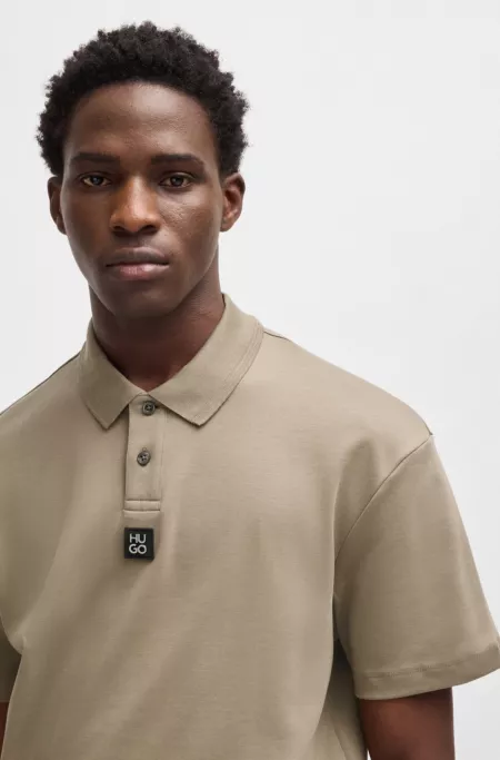 Stacked-logo polo shirt in interlock cotton