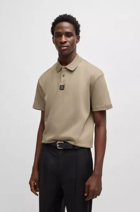 Stacked-logo polo shirt in interlock cotton