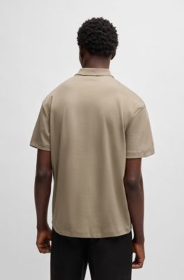 Stacked-logo polo shirt in interlock cotton, Brown
