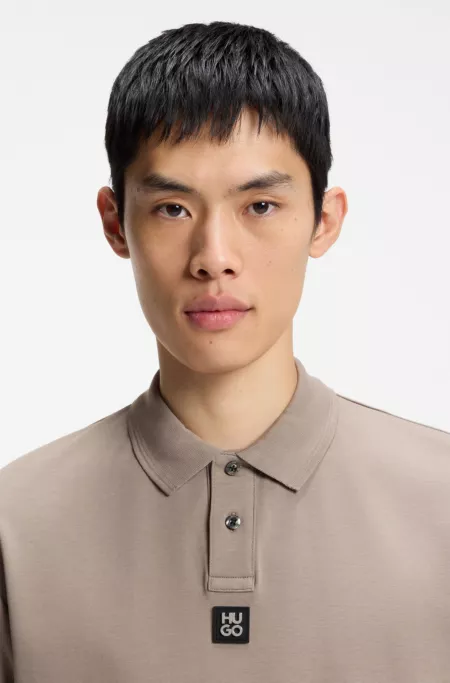 Stacked-logo polo shirt in interlock cotton